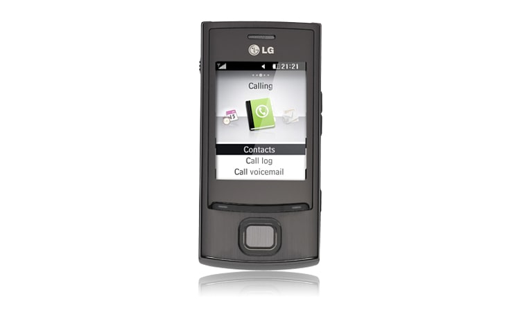 Vorderseite von Slider-Handy mit MP3-Player, E-Mail Client und Micro-USB Anschluss. HSDPA, EDGE &amp; GPRS für schnelle Datenverbindung. GD550