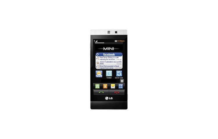 Vorderseite von Elegantes, superschlankes Smartphone mit 8.13 cm (3,2&#34;) Display und Metallgehäuse GD880 MINI