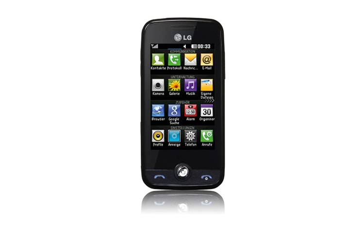 Vorderseite von Touchscreen Handy mit großem 7,62 cm (3&#34;) Display, 500 MB UMS-Speicher, Bluetooth und MP3 Player GS290 COOKIE FRESH
