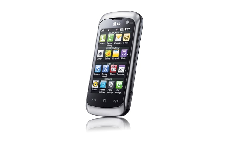 LG Touchscreen Handy für Finger- & Stiftnutzung mit Bluetooth, UMS-Speicher über USB 2.0 und HTML-Browser, KM570 ARENA II