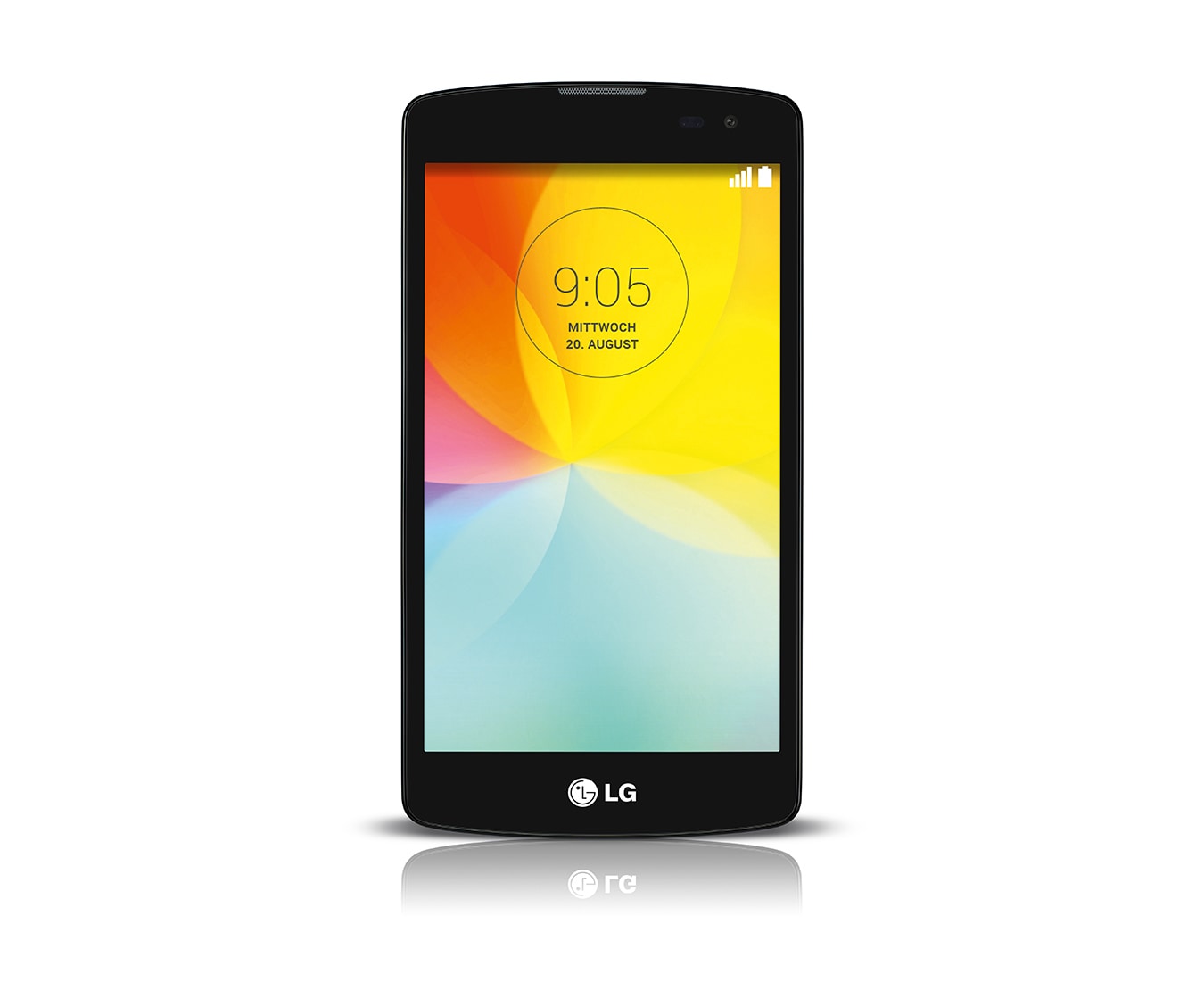 Vorderseite von Design-Smartphone mit 1,2 GHz Quad-Core-Prozessor, 11,4 cm großem IPS-Display und Gesture Shot L Fino
