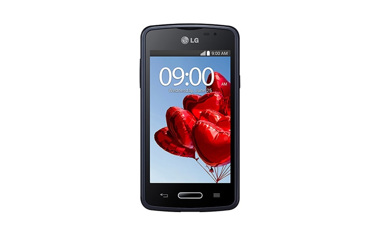 Vorderseite von Schlankes Smartphone mit 1,3-GHz-Dual-Core-Prozessor, 10,16 cm großem IPS-Display und Knock Code™ L50 Sporty