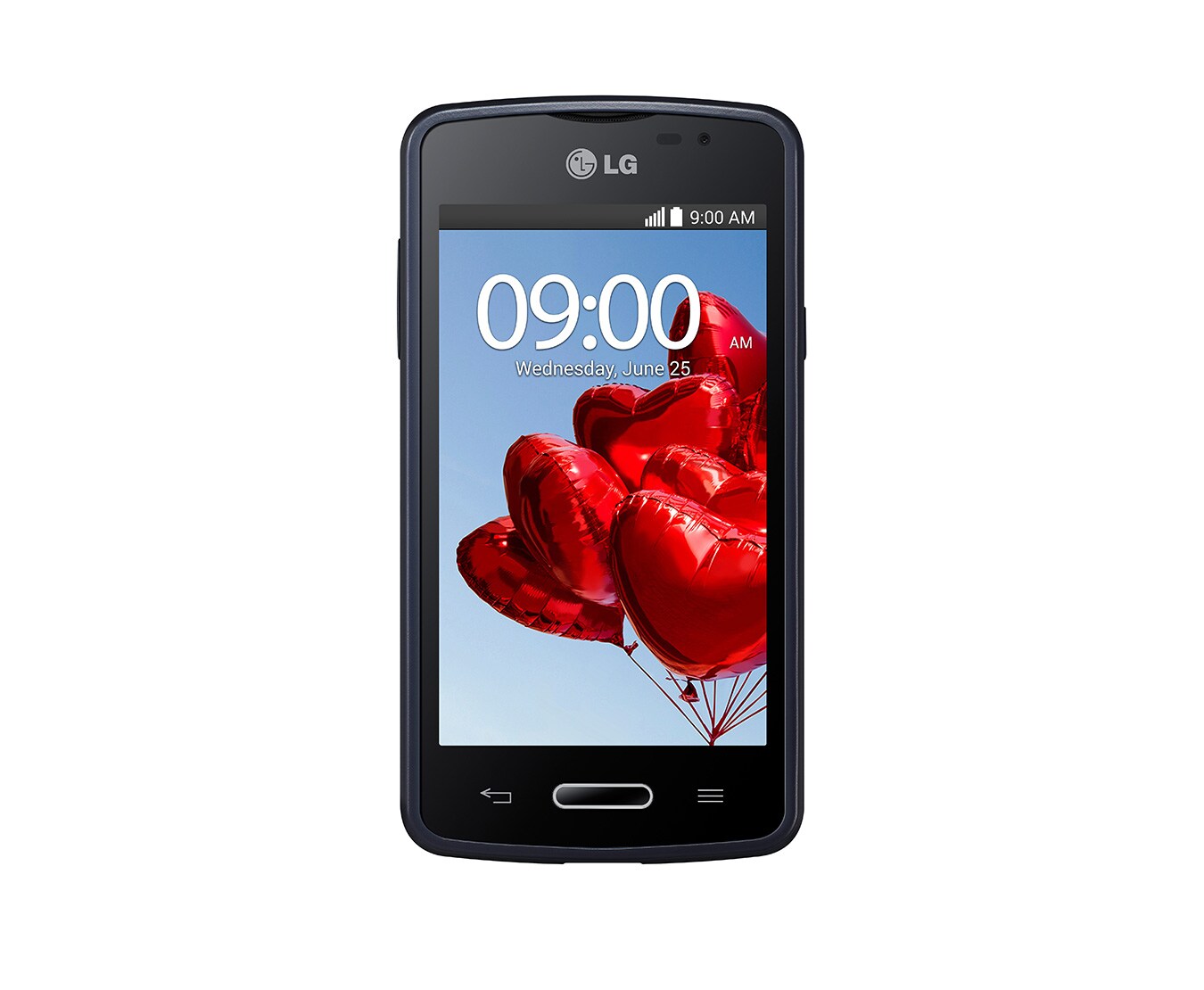 Vorderseite von Schlankes Smartphone mit 1,3-GHz-Dual-Core-Prozessor, 10,16 cm großem IPS-Display und Knock Code™ L50 Sporty