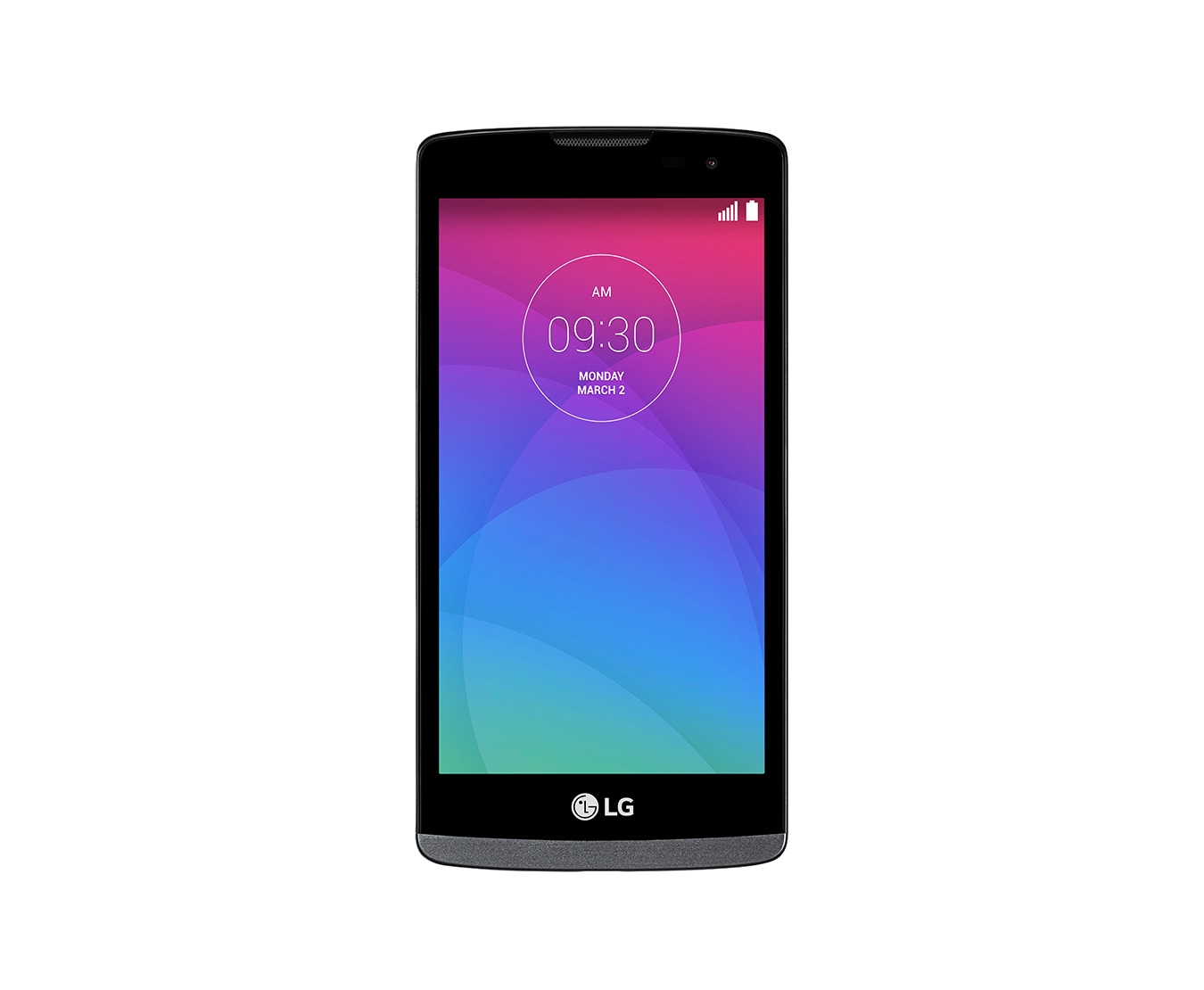 Vorderseite von Design-Smartphone mit 11,4 cm (4,5 Zoll) Display, 1,3-GHz-Quad-Core-Prozessor und 5-MP-Kamera mit Selfie Cam-Funktion Leon