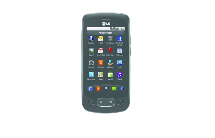 Vorderseite von Android Smartphone mit 8,1 cm Touchscreen und Google Unterstützung P500 OPTIMUS ONE