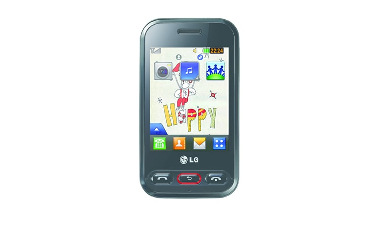 Vorderseite von Touchscreen Handy mit hochauflösendem 7,1 cm (2,8“) Display, Push-E-Mail-Funktion, HSDPA 3.6 und 2 Megapixel Kamera T320 COOKIE 3G