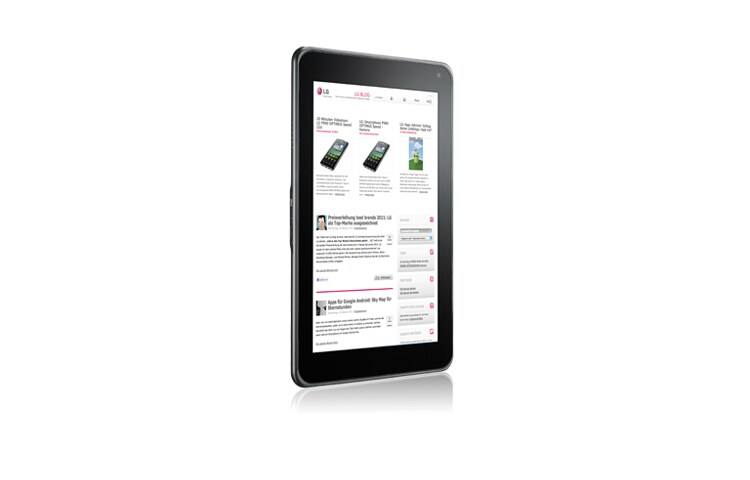 Vorderseite von Hochwertiges LG Tablet mit kapazitivem 22,6 cm (8,9&#34;) großem Display, Android 3.0-Betriebssystem, Front- und Back-Kamera, 3D-Foto- und Video-Aufnahmemöglichkeit, Full HD-Video und 32 GB Speicher V900 OPTIMUS PAD