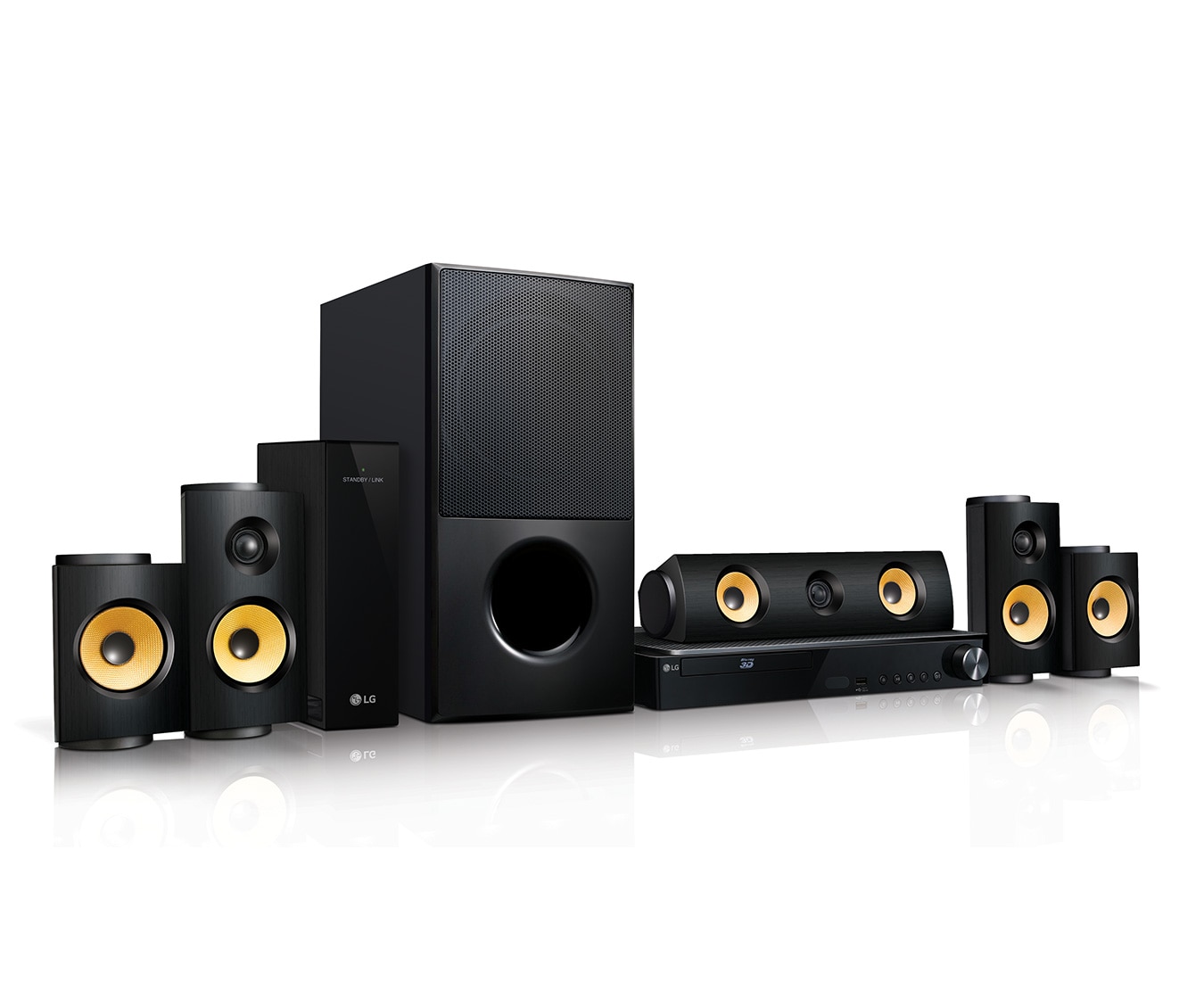 Vorderseite von 3D Blu-ray 5.1 Heimkinosystem mit drahtlosen Rücklautsprechern (1200W) LHA825W