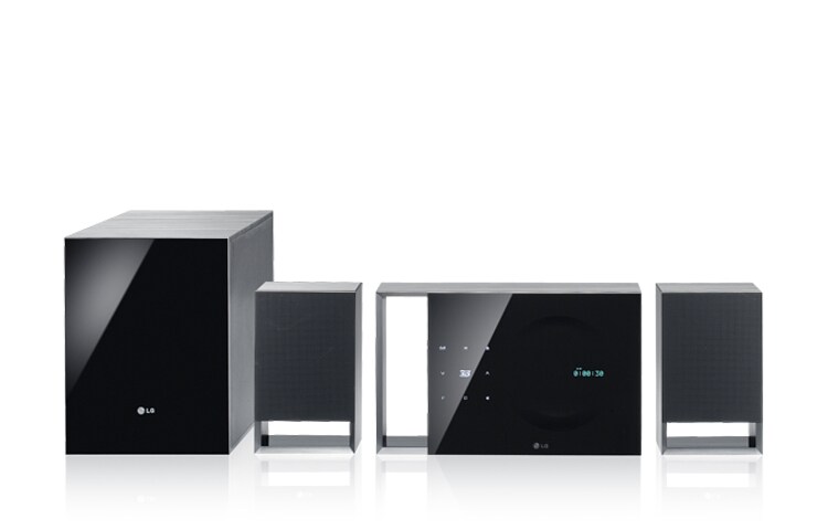 Vorderseite von 2.1 Heimkinosystem in stylischem Cubic Design mit 3D-Blu-ray-Player, integriertem WLAN und LG Smart TV BH5320F