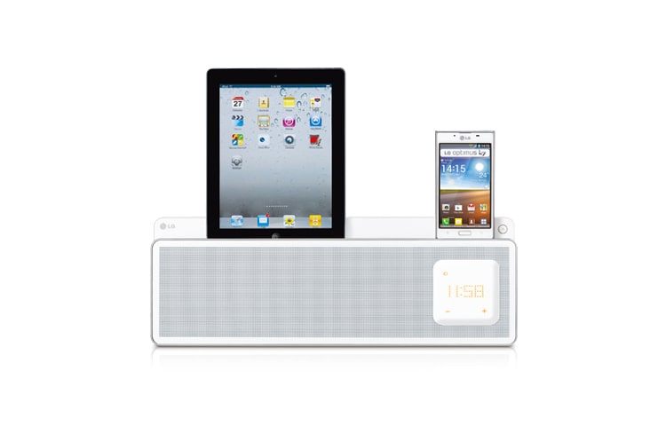 LG Dual Dockingstation für Apple- und Android-Geräte mit Bluetooth, Radio und Weckfunktion, ND5520