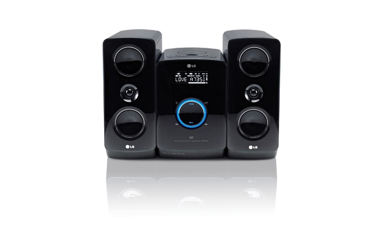 Vorderseite von Micro-DVD-HiFi-Anlage mit iPod® Dock - das portable DVD Microsystem von LG FB164