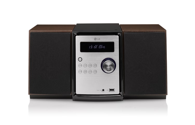 Vorderseite von Micro-Hi-Fi-System mit CD-Wechsler, USB 2.0-Anschluss mit Ladefunktion und MP3 Optimizer XA16
