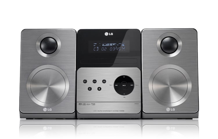 Vorderseite von Micro-Hi-Fi-System mit USB 2.0-Anschluss inklusive Ladefunktion, MP3 Optimizer und sechs Equalizer-Modi XA66