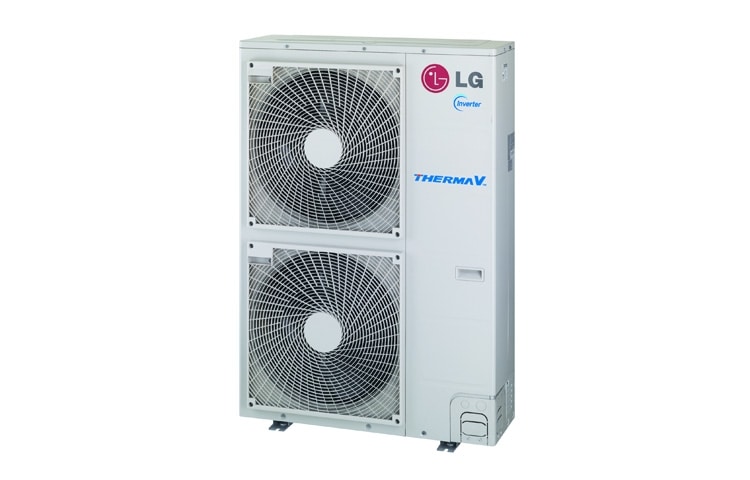Vorderseite von Energieffiziente Luft/Wasser Split Wärmepumpe mit Inverter Regelung. Umweltschonend und wirtschaftlich zugleich. Intelligentes heizen und kühlen. Therma V 14 kW