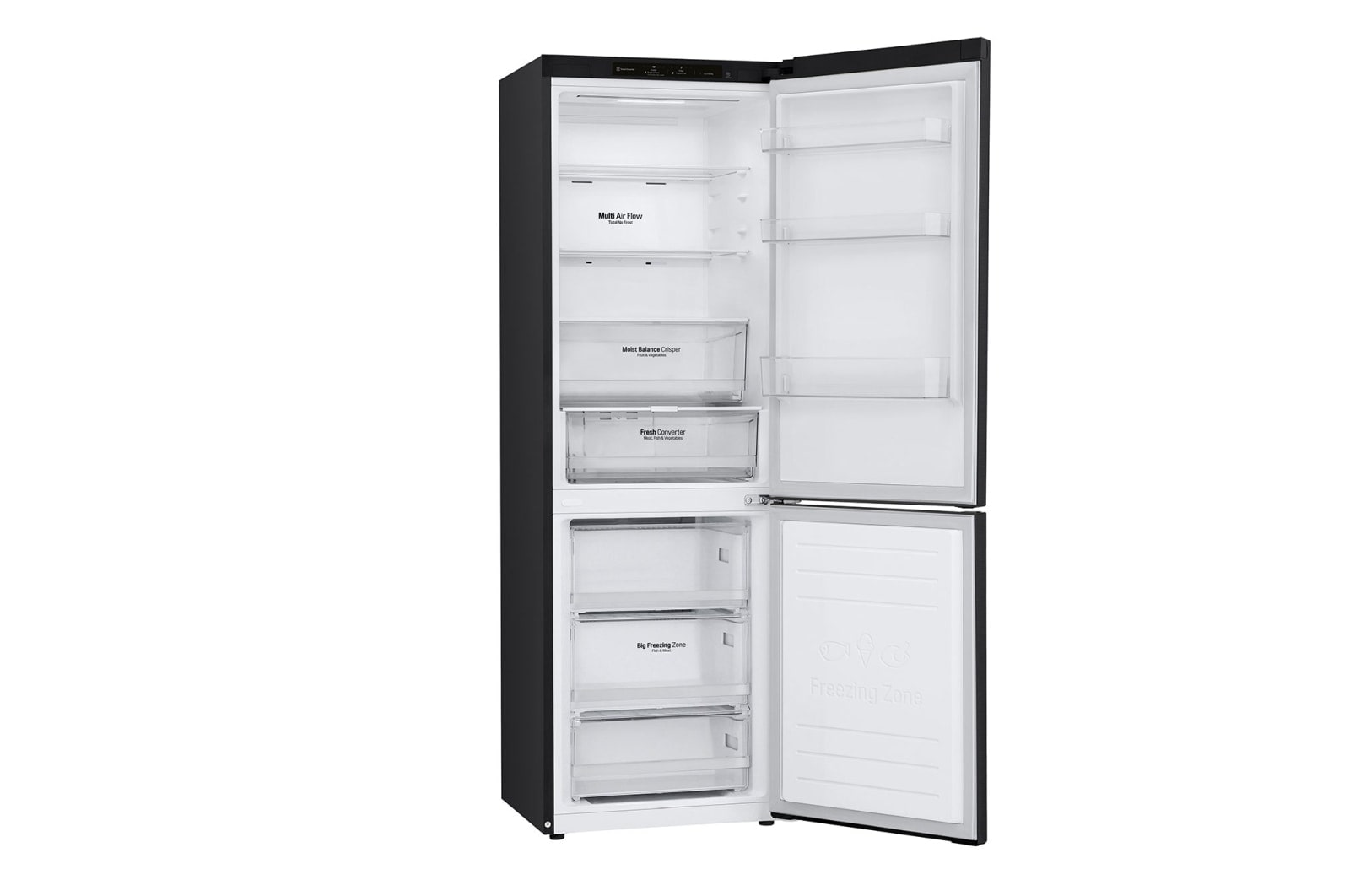 LG Kühl-Gefrierkombination | 341 Liter Nutzinhalt | Energieeffizienzklasse D | Matte Black | 186 cm hoch | Smart Inverter Compressor® | GBB61MCGGN, GBB61MCGGN