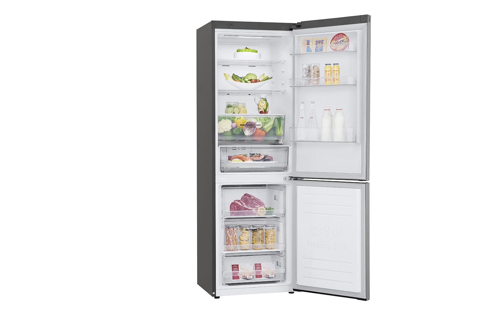 LG ​Kühl-Gefrierkombination |  ​341​ Liter Nutzinhalt | Energieeffizienzklasse​ E​ | ​Steel​ | ​186 cm​ |  Smart Inverter Kompressor​ ​| ​GBB61PZHMN, GBB61PZHMN