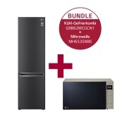 Vorderseite von Kühl-Gefrierkombination | 384 Liter Nutzinhalt | Energieeffizienzklasse C  | Matte Black | 203 cm hoch | Smart Inverter Compressor® | GBB62MCGCN1 &amp;  Mikrowelle mit Smart Inverter Technologie | Quarzgrill-Technologie | 25 Liter Kapazität  | Tür aus echtem Glas GBB62MCGC.MH65NBS