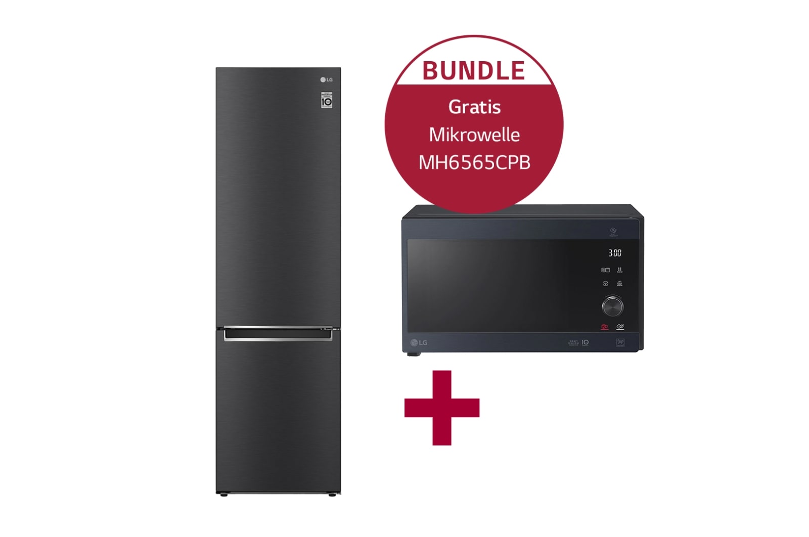 Vorderseite von Kühl-Gefrierkombination GBB62MCGCN1 &amp; Mikrowelle mit Smart Inverter Technologie MH6565CPB GBB62MCGCN1.MH65CPB