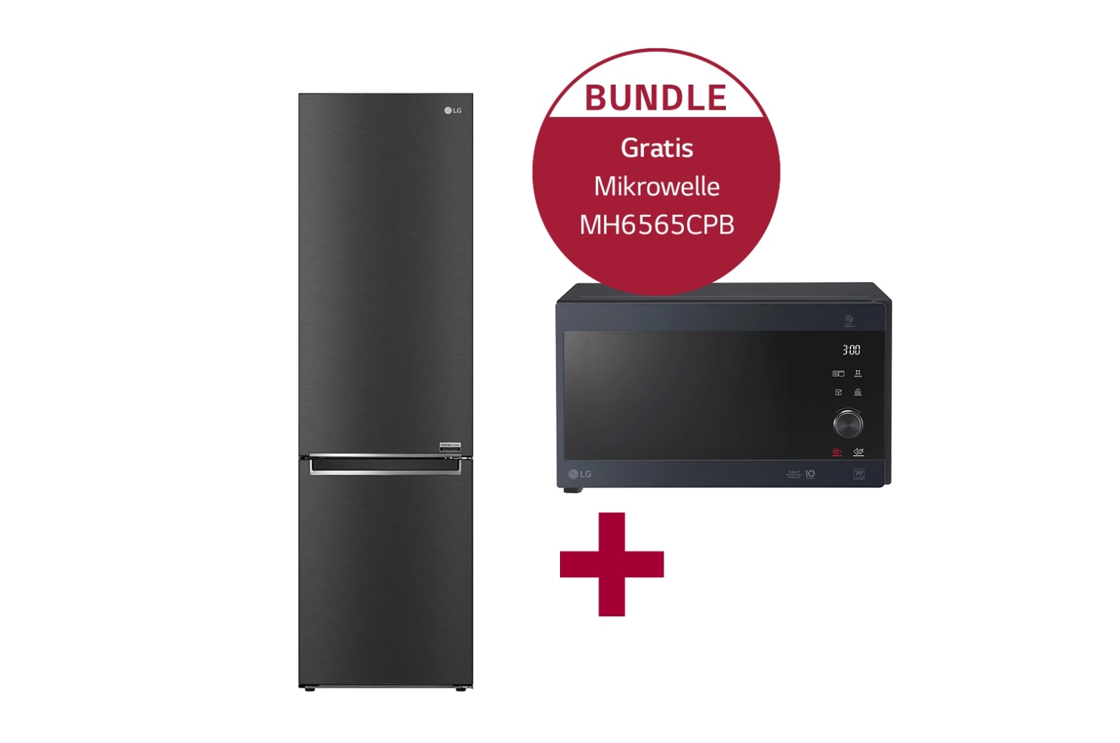 Vorderseite von Kühl-Gefrierkombination GBB92MCB1P &amp; Mikrowelle mit Smart Inverter Technologie MH6565CPB GBB92MCB1P.MH65CPB
