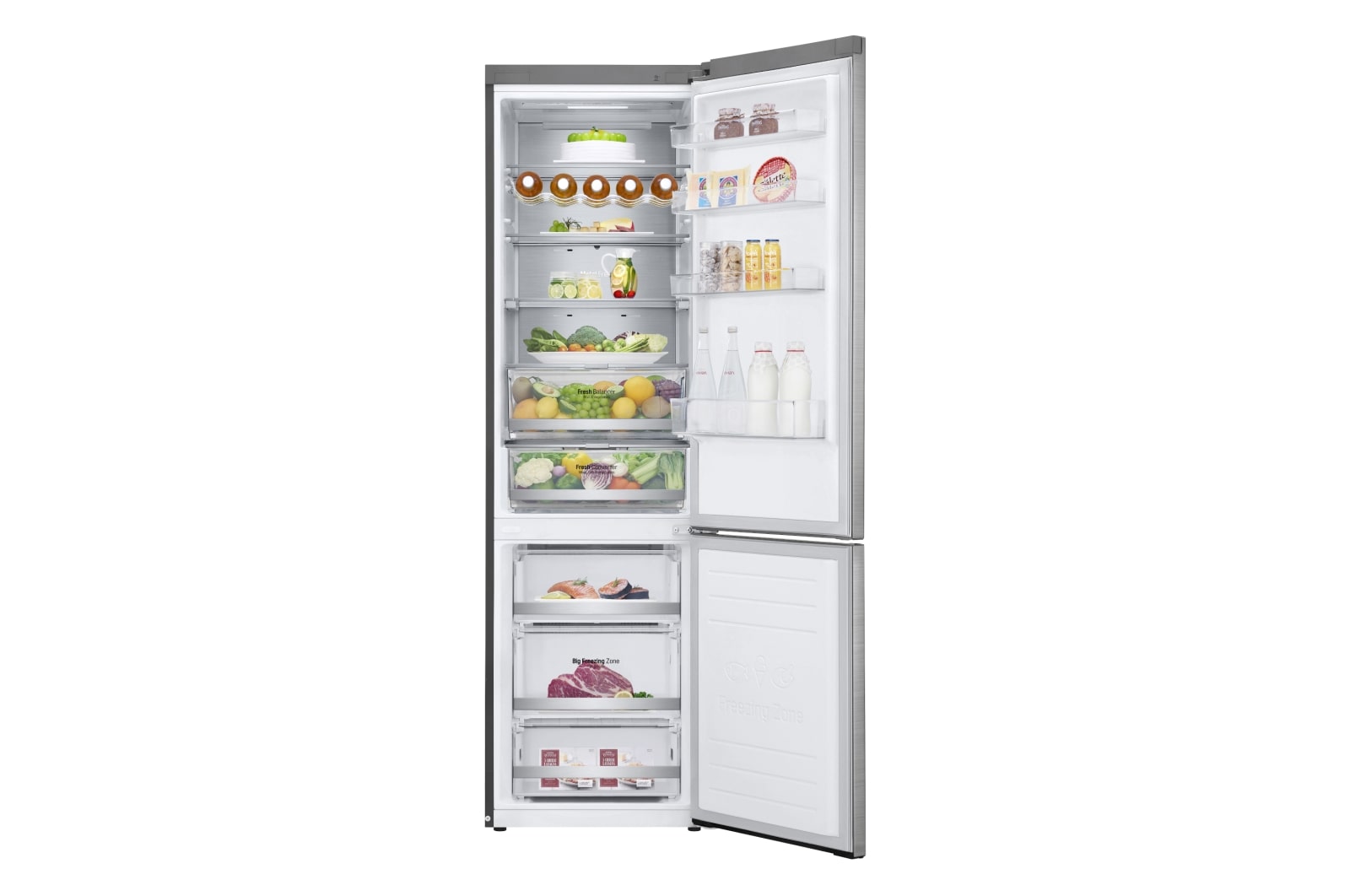 LG ​Kühl-Gefrierkombination | 384​ Liter Nutzinhalt | Energieeffizienzklasse ​B ​| ​Premium Edelstahl​ | ​203 cm​ hoch | ​Inverter-Linearkompressor​ | ​GBB92STABP, GBB92STABP