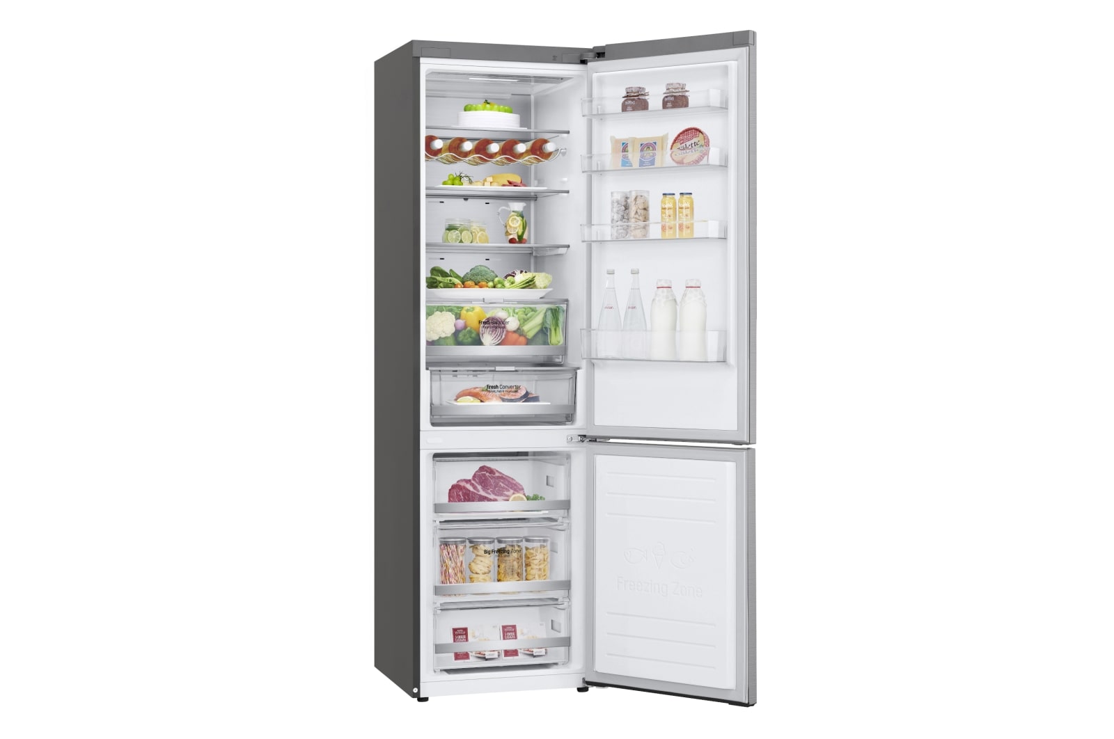 LG ​Kühl-Gefrierkombination | 384​ Liter Nutzinhalt | Energieeffizienzklasse ​B ​| ​Premium Edelstahl​ | ​203 cm​ hoch | ​Inverter-Linearkompressor​ | ​GBB92STABP, GBB92STABP