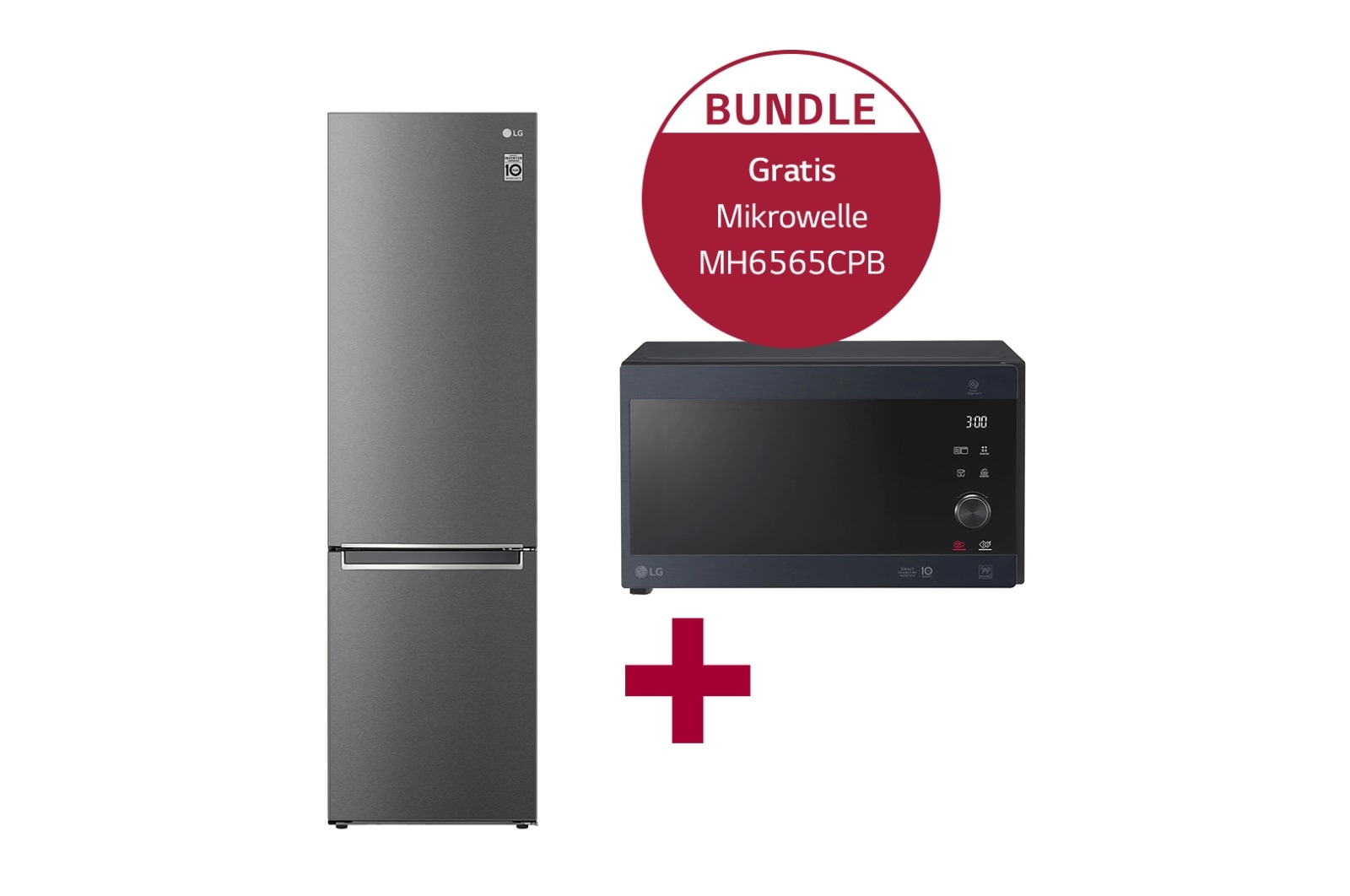 LG Kühl-Gefrierkombination GBP62DSNCN1 & Mikrowelle mit Smart Inverter Technologie MH6565CPB, GBP62DSNCN1.MH65CPB