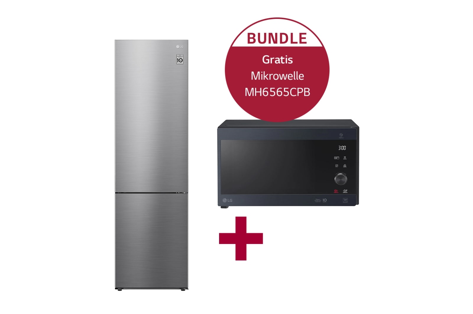 Vorderseite von Kühl-Gefrierkombination GBP62PZNCN1 &amp; Mikrowelle mit Smart Inverter Technologie MH6565CPB GBP62PZNCN1.MH65CPB