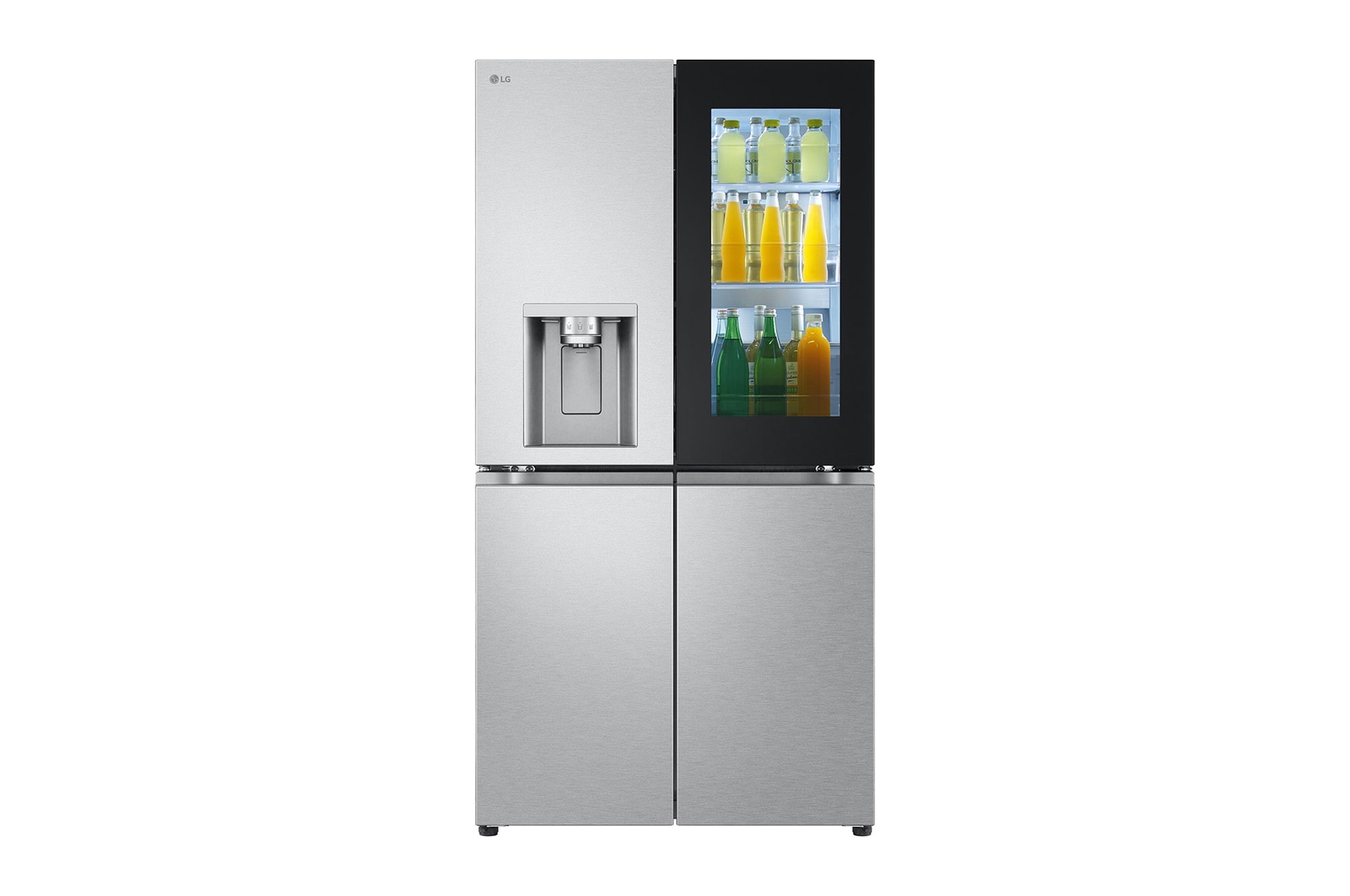Vorderseite von InstaView® Multi-Door Kühlschrank (E, 637L, 179,2cm hoch) mit Eis-, Crushed Ice- und Wasserspender &amp; internem Wassertank | GMG961MBKE GMG961MBKE