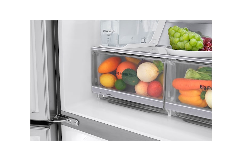 LG Multi-Door mit Eis-, Crushed Ice- und Wasserspender | 506 L Kapazität | Energieeffizienzklasse E | Interner Wassertank | Steel | GML844PZAE, GML844PZAE