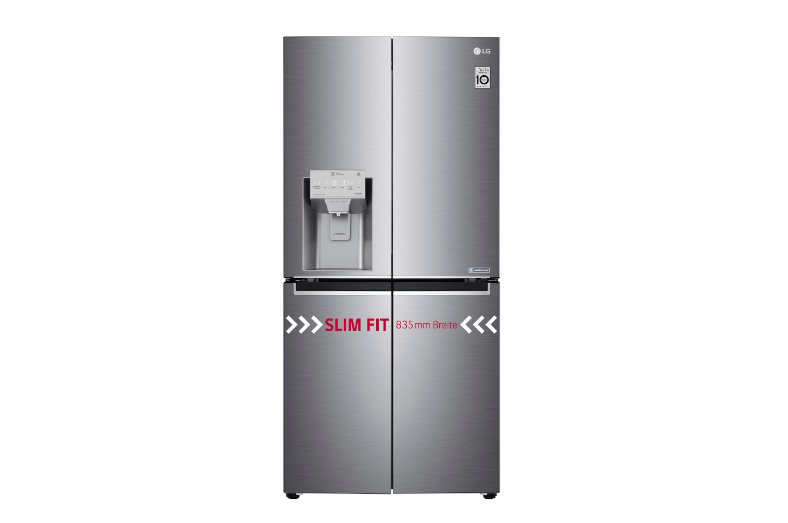 Vorderseite von Multi-Door mit Eis-, Crushed Ice- und Wasserspender | 506 Liter Kapazität | Energieeffizienzklasse E |  Festwasseranschluss | Steel | GML844PZKZ GML844PZKZ