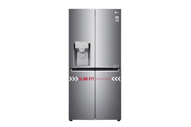 LG Multi-Door mit Eis-, Crushed Ice- und Wasserspender | 506 Liter Kapazität | Energieeffizienzklasse E |  Festwasseranschluss | Steel | GML844PZKZ, GML844PZKZ