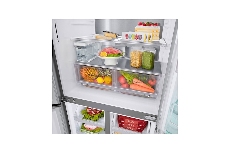 LG Multi-Door mit InstaView Door-in-Door®  | Eis-, Crushed Ice- und Wasserspender  | ​508​ Liter Kapazität | Energieeffizienzklasse ​F​ | Interner Wassertank 4L | Brushed Steel | ​GMX844BSBF, GMX844BSBF