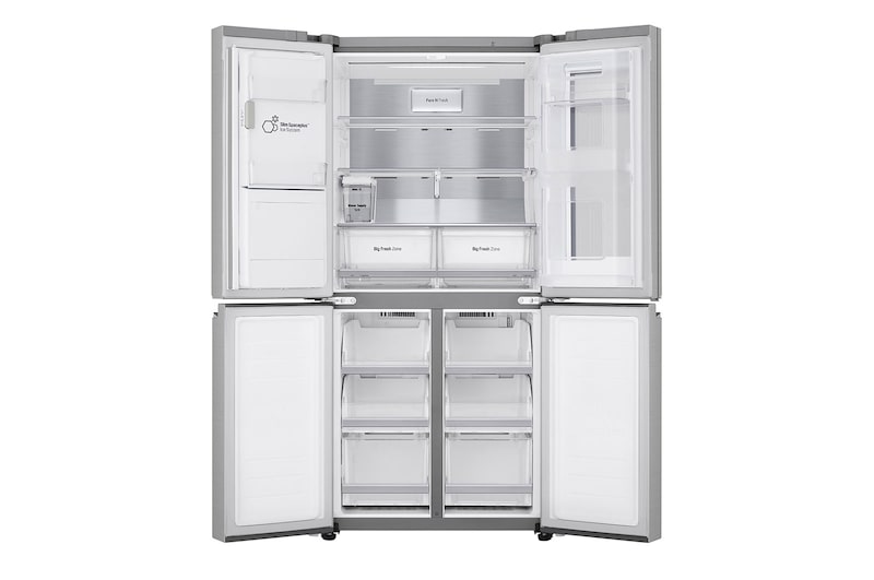 LG Multi-Door mit InstaView Door-in-Door®  | Eis-, Crushed Ice- und Wasserspender  | ​508​ Liter Kapazität | Energieeffizienzklasse ​F​ | Interner Wassertank 4L | Brushed Steel | ​GMX844BSBF, GMX844BSBF