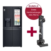 Vorderseite von Multi-Door mit InstaView Door-in-Door ® GMX844MCKV &amp; Handstaubsauger mit zwei Akkus I Iron Grey I LG CordZero® A9K-PRO1G GMX844MCKV.A9K1G