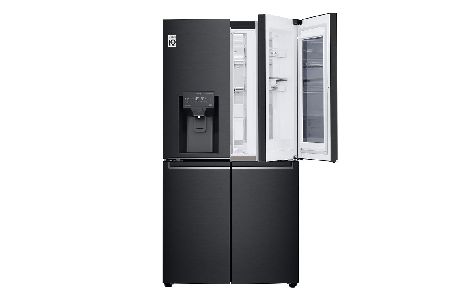 LG Multi-Door mit InstaView Door-in-Door®  | Craft Ice Kugeln | Eis-, Crushed Ice- und Wasserspender | 638 Liter Kapazität | Energieeffizienzklasse F | Festwasseranschluss | Matte Black Steel | GMX945MCCF, GMX945MCCF