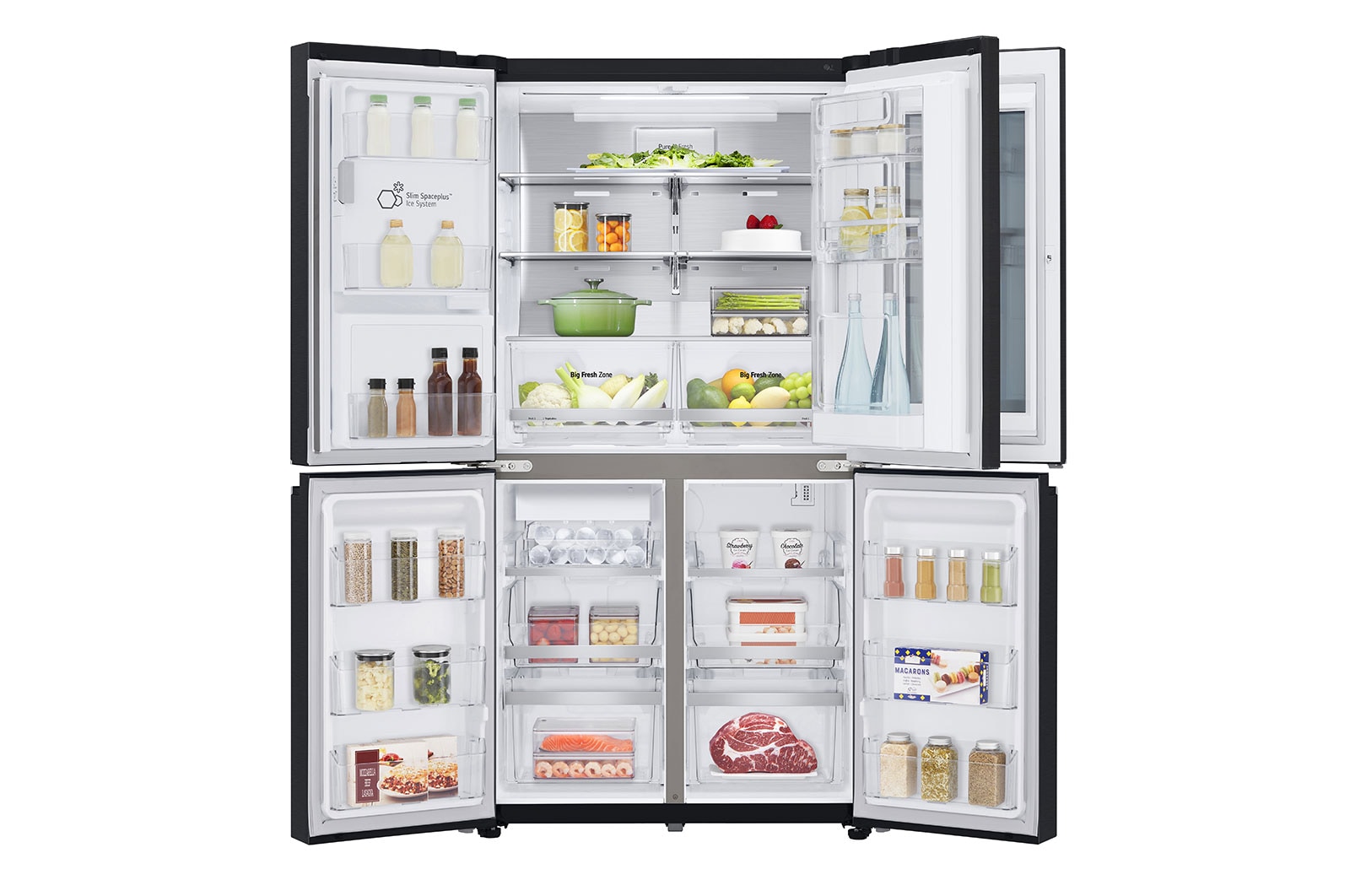 LG Multi-Door mit InstaView Door-in-Door®  | Craft Ice Kugeln | Eis-, Crushed Ice- und Wasserspender | 638 Liter Kapazität | Energieeffizienzklasse F | Festwasseranschluss | Matte Black Steel | GMX945MCCF, GMX945MCCF