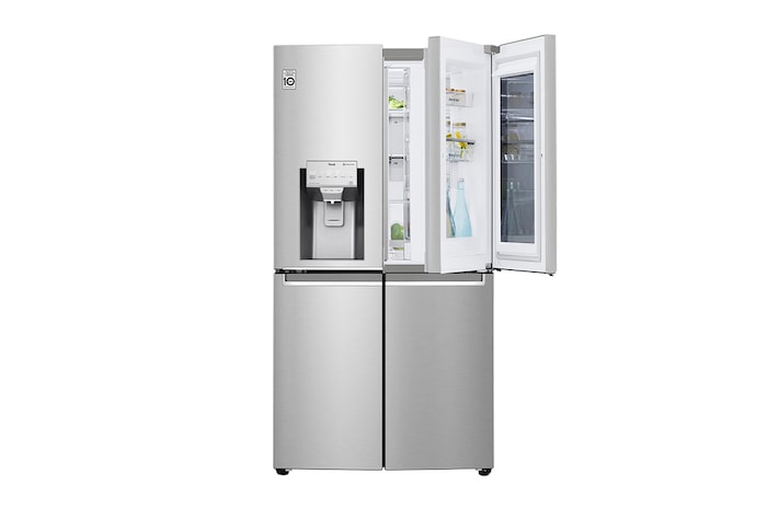LG Multi-Door mit InstaView Door-in-Door ® | Eis-, Crushed Ice- und Wasserspender | 638 Liter Kapazität | Energieeffizienzklasse F | Festwasseranschluss | Edelstahl | GMX945NS9F , GMX945NS9F