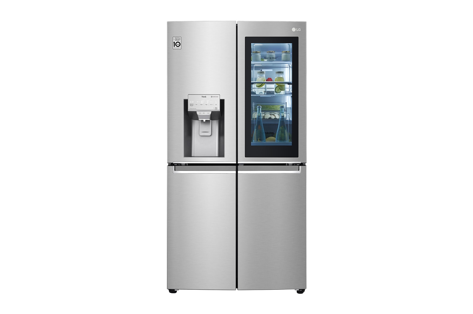 LG Multi-Door mit InstaView Door-in-Door ®  | Eis-, Crushed Ice- und Wasserspender | 638 Liter Kapazität | Energieeffizienzklasse F | Festwasseranschluss | Edelstahl | GMX945NS9F , GMX945NS9F