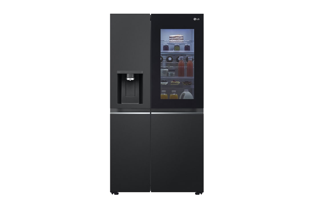 LG Side-by-Side Kühlschrank mit InstaView® (D, 635L, 179cm hoch) mit Eis-, Crushed Ice- und Wasserspender & internem Wassertank | ​GSGV91EVAD, GSGV91EVAD