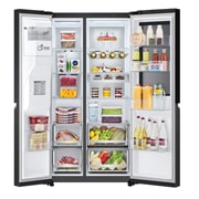 LG Side-by-Side Kühlschrank mit InstaView® (D, 635L, 179cm hoch) mit Eis-, Crushed Ice- und Wasserspender & internem Wassertank | ​GSGV91EVAD, GSGV91EVAD