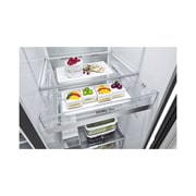 LG Side-by-Side Kühlschrank mit InstaView® (D, 635L, 179cm hoch) mit Eis-, Crushed Ice- und Wasserspender & internem Wassertank | ​GSGV91EVAD, GSGV91EVAD