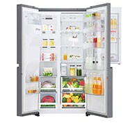LG Side-by-Side mit Door-in-Door ® | Eis-, Crushed Ice- und Wasserspender | 625 Liter Kapazität | Energieeffizienzklasse E | Interner Wassertank 4L | Steel | GSJ461DIDE, GSJ461DIDE