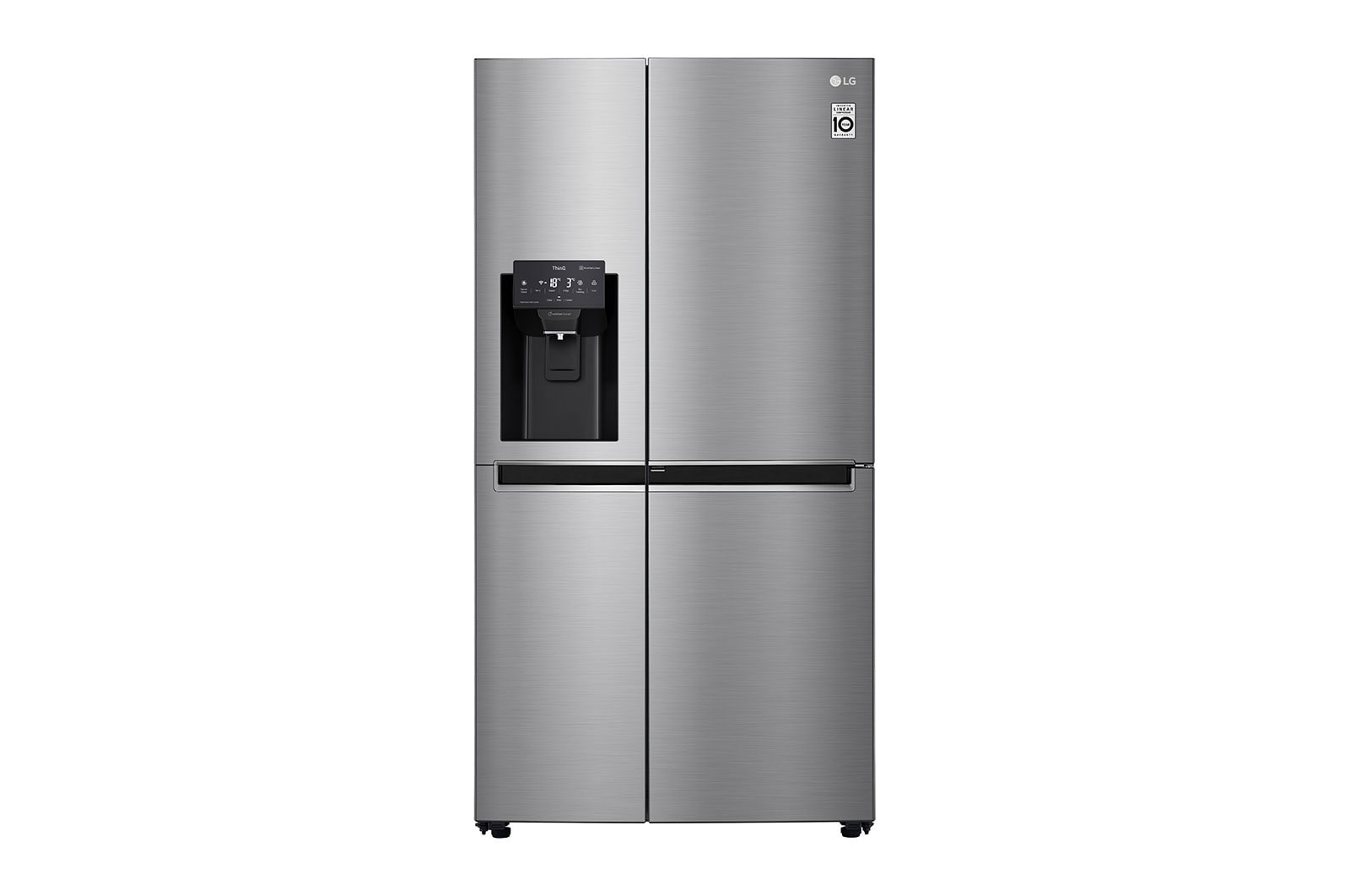 Vorderseite von Side-by-Side mit Door-in-Door ® | Eis-, Crushed Ice- und Wasserspender | 625 Liter Kapazität | Energieeffizienzklasse E | Interner Wassertank 4L | Steel | GSJ461DIDE GSJ461DIDE