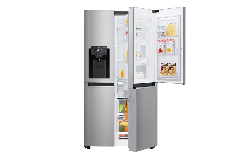 LG Side-by-Side mit Door-in-Door ® | Eis-, Crushed Ice- und Wasserspender | 625 Liter Kapazität | Energieeffizienzklasse F | Interner Wassertank 4L | Steel | GSJ461DIDZ, GSJ461DIDZ