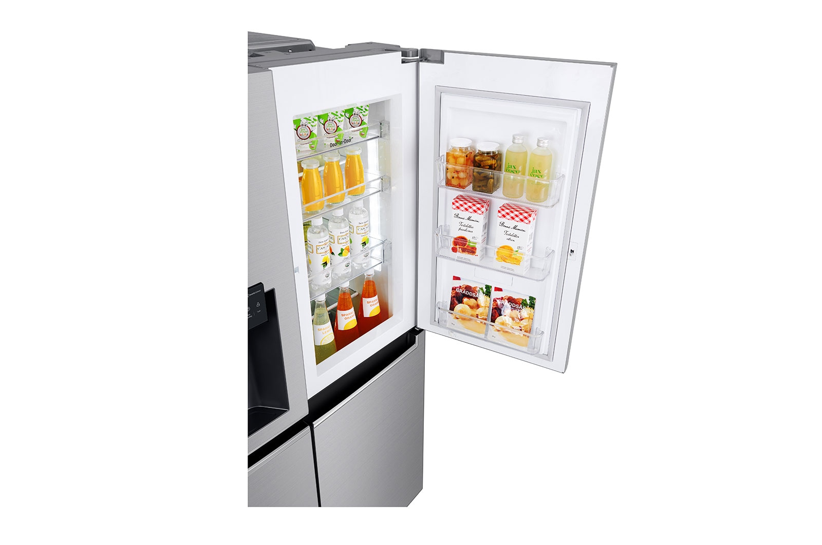 LG Side-by-Side mit Door-in-Door ® | Eis-, Crushed Ice- und Wasserspender | 625 Liter Kapazität | Energieeffizienzklasse F | Interner Wassertank 4L | Steel | GSJ461DIDZ, GSJ461DIDZ