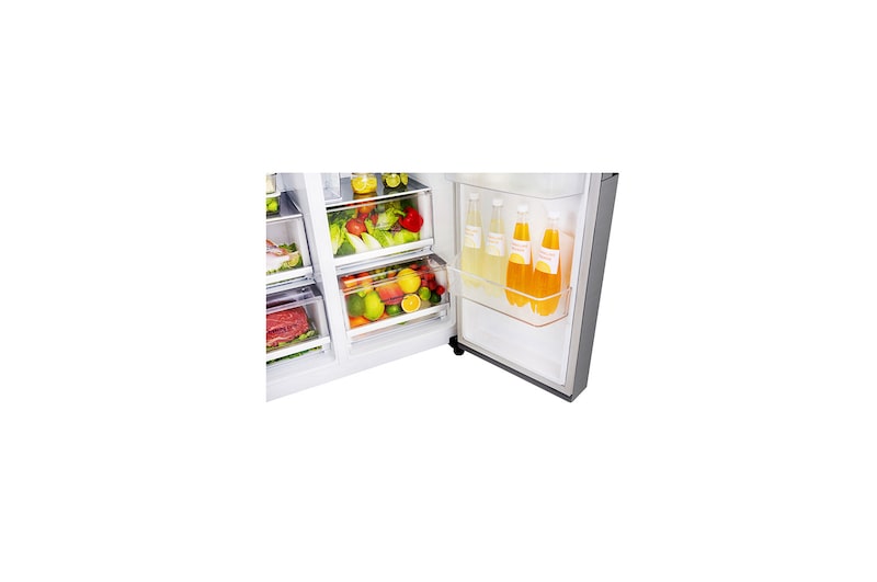 LG Side-by-Side mit Door-in-Door ® | Eis-, Crushed Ice- und Wasserspender | 625 Liter Kapazität | Energieeffizienzklasse F | Interner Wassertank 4L | Steel | GSJ461DIDZ, GSJ461DIDZ