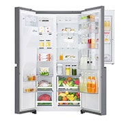 LG Side-by-Side mit Door-in-Door ® | Eis-, Crushed Ice- und Wasserspender | 625 Liter Kapazität | Energieeffizienzklasse F | Interner Wassertank 4L | Steel | GSJ461DIDZ, GSJ461DIDZ