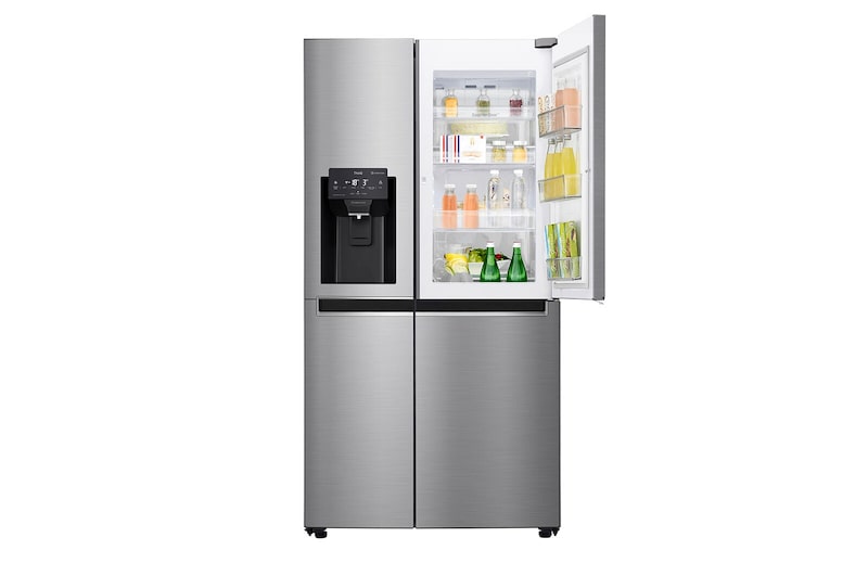 LG Side-by-Side mit Door-in-Door ® |  Eis-, Crushed Ice- und Wasserspender  | 625 Liter Kapazität | Energieeffizienzklasse E | Festwasseranschluss | Steel | GSJ760PZZE, GSJ760PZZE