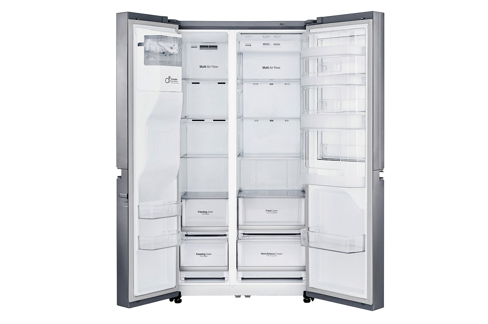 LG Side-by-Side mit Door-in-Door ® |  Eis-, Crushed Ice- und Wasserspender  | 625 Liter Kapazität | Energieeffizienzklasse E | Festwasseranschluss | Steel | GSJ760PZZE, GSJ760PZZE