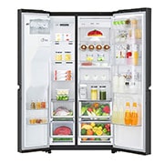 LG Side-by-Side mit Door-in-Door® | Eis-, Crushed Ice- und Wasserspender | 625 Liter Kapazität | Energieeffizienzklasse E | Interner Wassertank 4L | Matte Black Steel | GSJ761MCEE, GSJ761MCEE